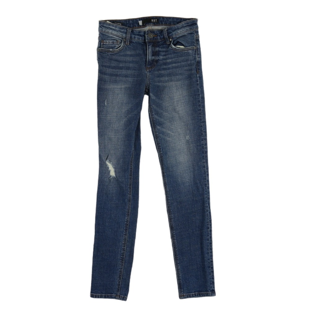 Kut from the Kloth Jeans Womens Size 00 Dark Wash Distressed Catherine Boyfriend